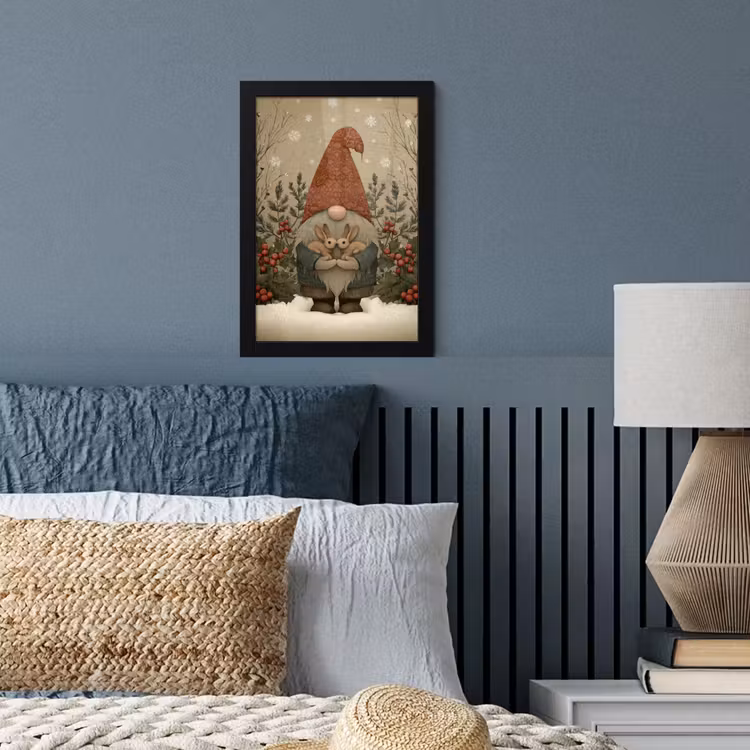 Poster met lijst - Kerstgnome - Konijntjes - Kleurrijk — 4