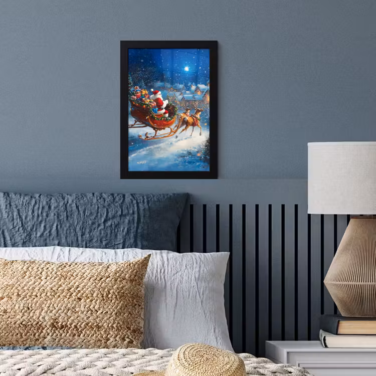 Poster met lijst - Kerstman - Rendier - Kerst - Sneeuw — 4