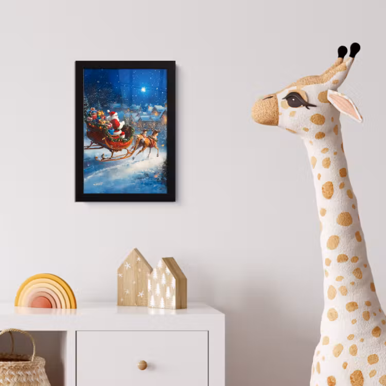 Poster met lijst - Kerstman - Rendier - Kerst - Sneeuw — 5