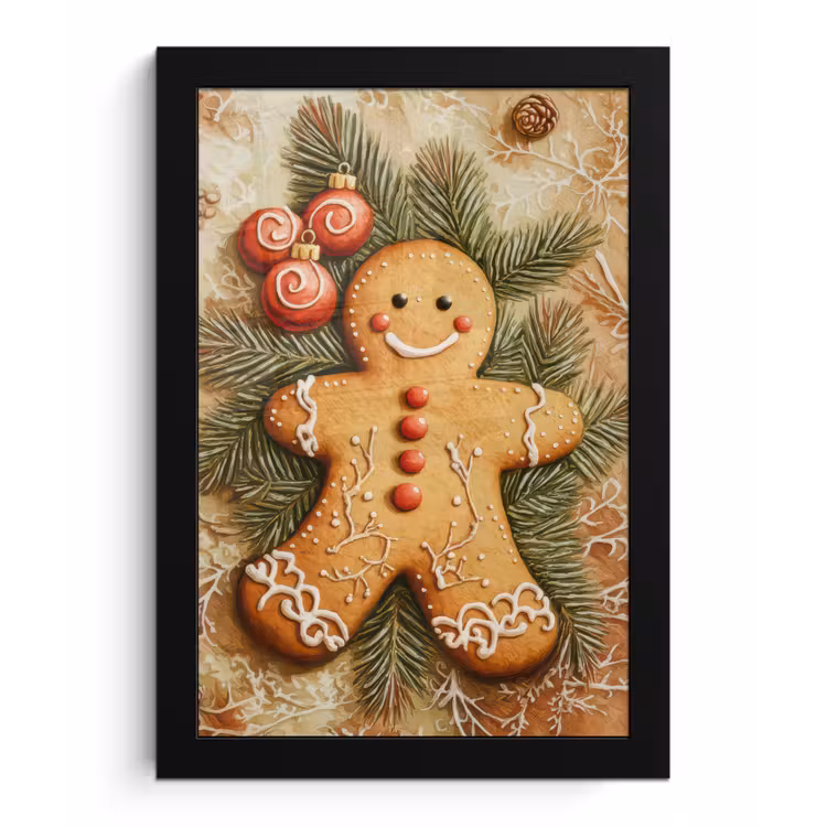 Poster met lijst - Kerstmis - Koekje - Poppetje - Speculaas — 1