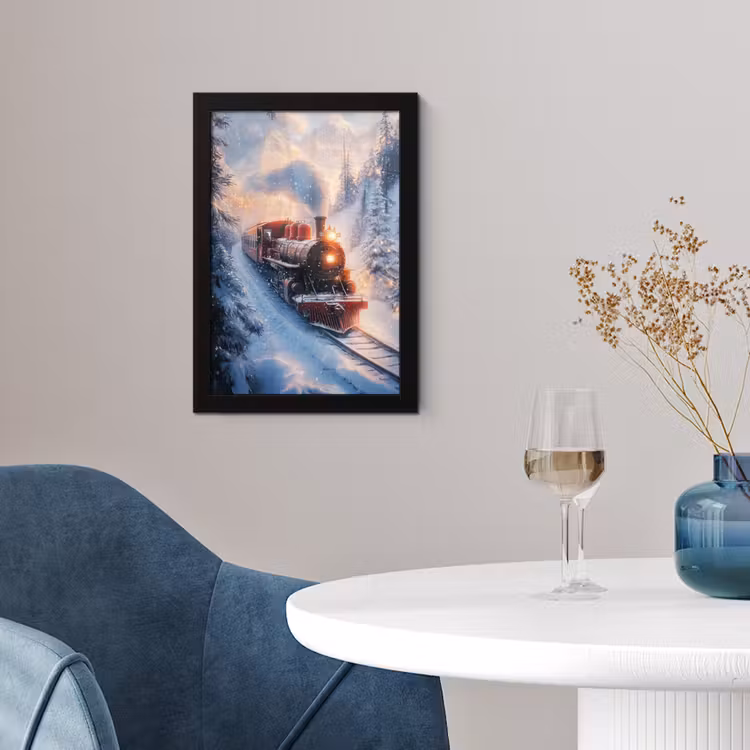 Poster met lijst - Kersttrein - Sneeuw - Winter - Kerst — 2