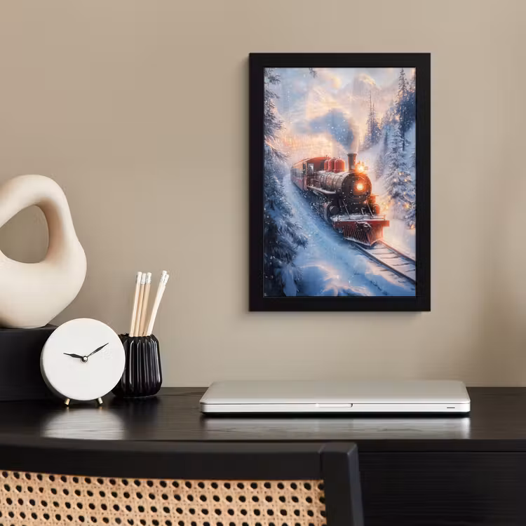 Poster met lijst - Kersttrein - Sneeuw - Winter - Kerst — 3