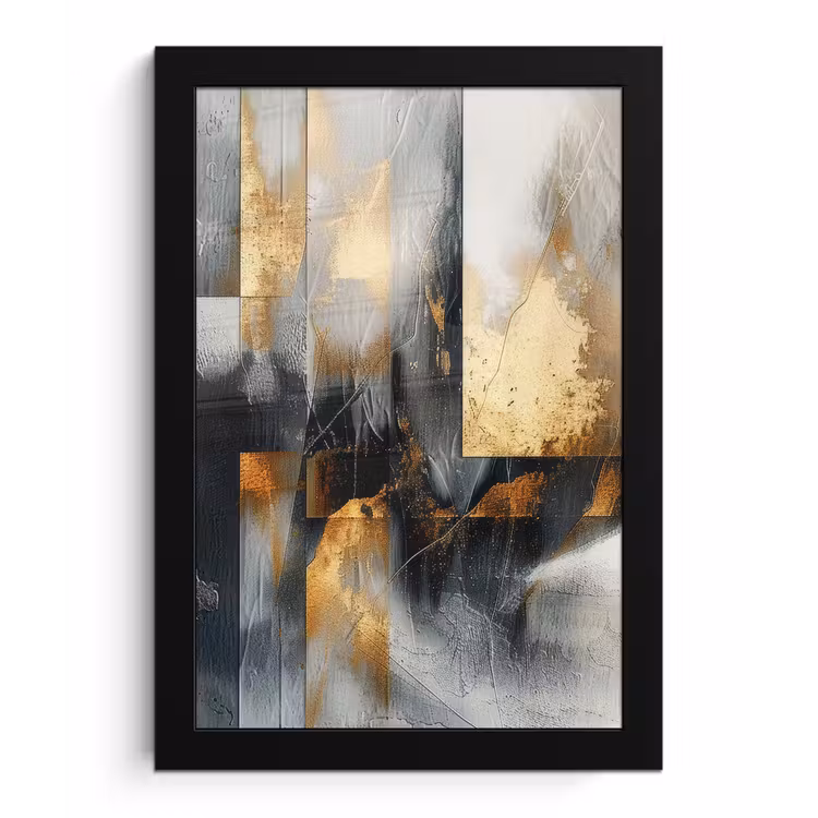 Poster met lijst - Kunst - Goud - Zilver - Abstract — 1