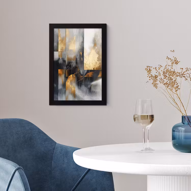 Poster met lijst - Kunst - Goud - Zilver - Abstract — 2