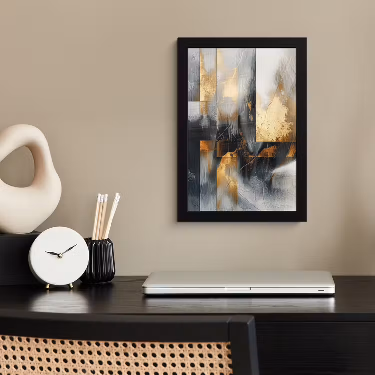 Poster met lijst - Kunst - Goud - Zilver - Abstract — 3