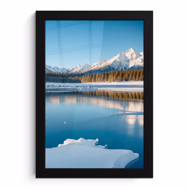 Poster met lijst - Landschap - Winter - Meer - Bergen - Uitzicht - IJs — 1