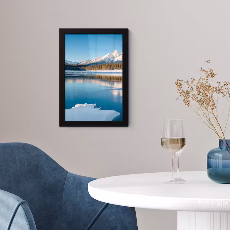 Poster met lijst - Landschap - Winter - Meer - Bergen - Uitzicht - IJs — 2