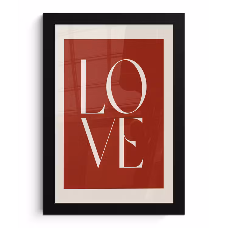 Poster met lijst - Love - Rood - Minimalistisch — 1