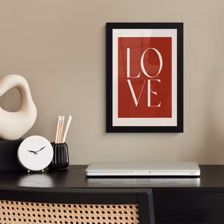 Poster met lijst - Love - Rood - Minimalistisch — 3