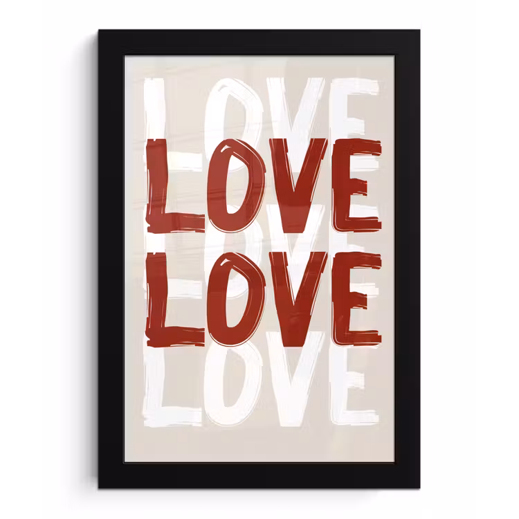 Poster met lijst - Love - Rood - Tekst — 1