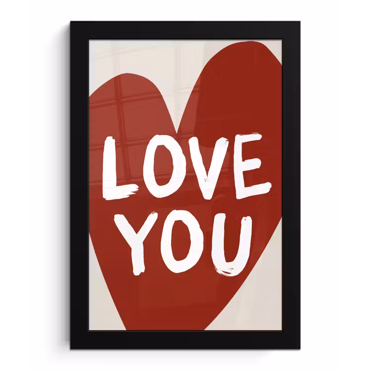 Poster met lijst - Loveyou - Hart - Rood — 1