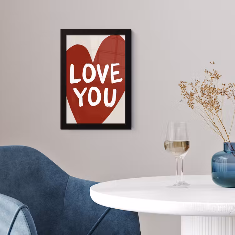 Poster met lijst - Loveyou - Hart - Rood — 2