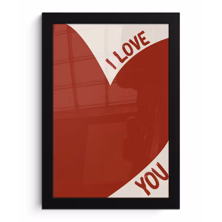 Poster met lijst - Loveyou - Rood - Hart — 1