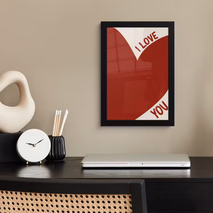 Poster met lijst - Loveyou - Rood - Hart — 3