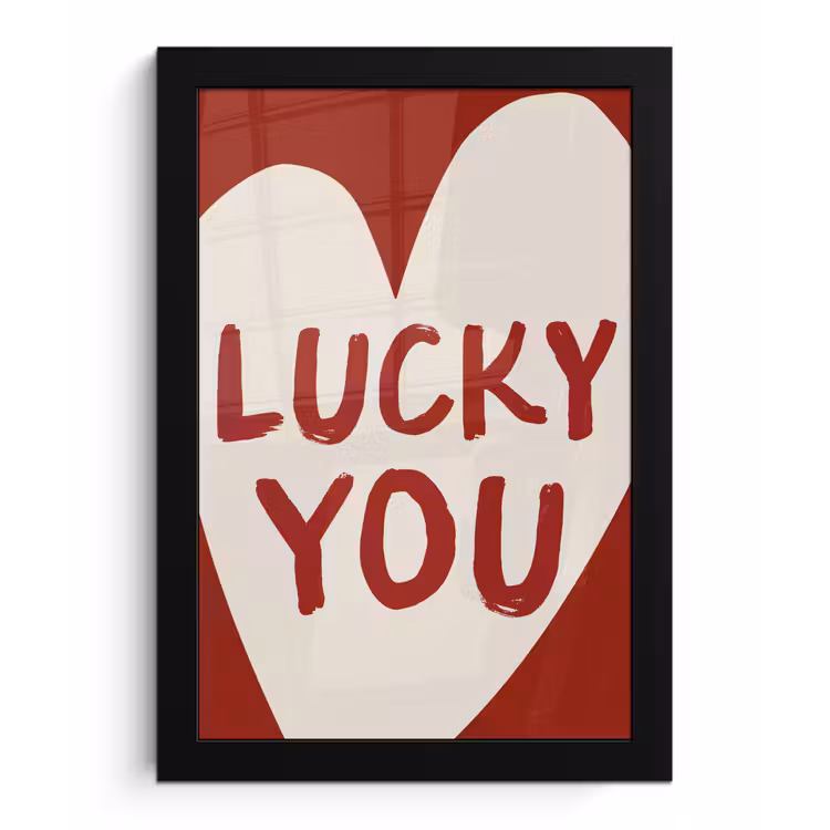 Poster met lijst - Lucky - Hart - Rood — 1