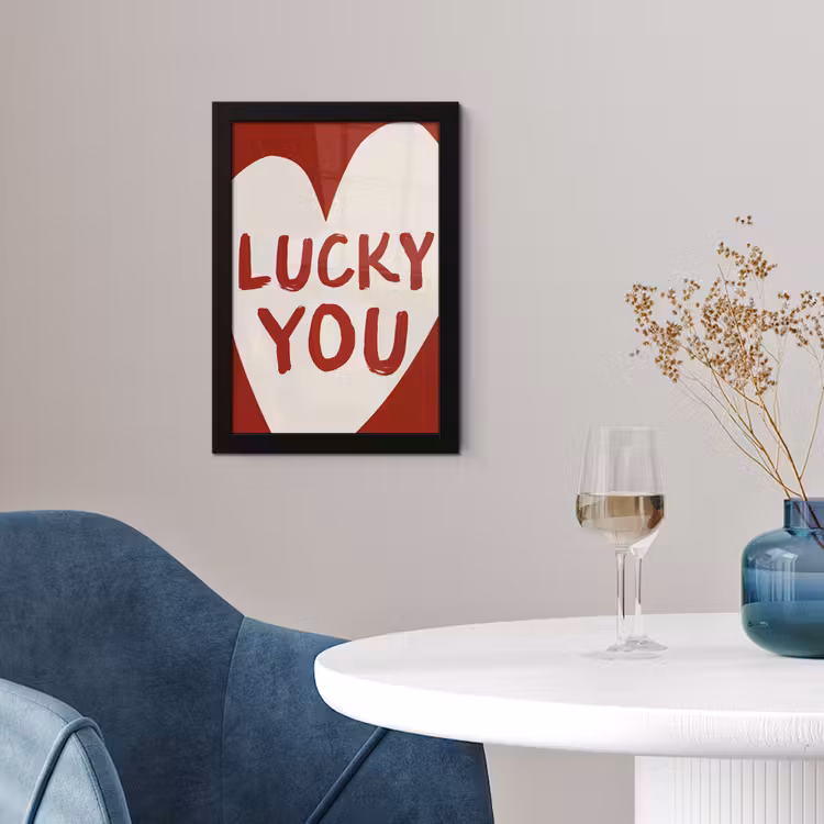 Poster met lijst - Lucky - Hart - Rood — 2
