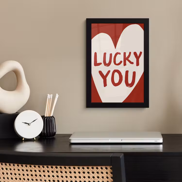 Poster met lijst - Lucky - Hart - Rood — 3