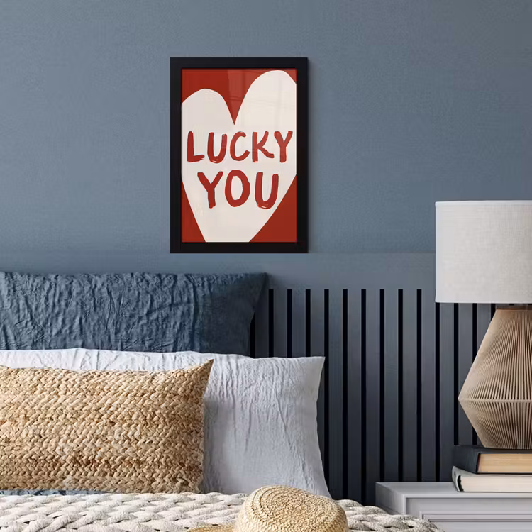 Poster met lijst - Lucky - Hart - Rood — 4