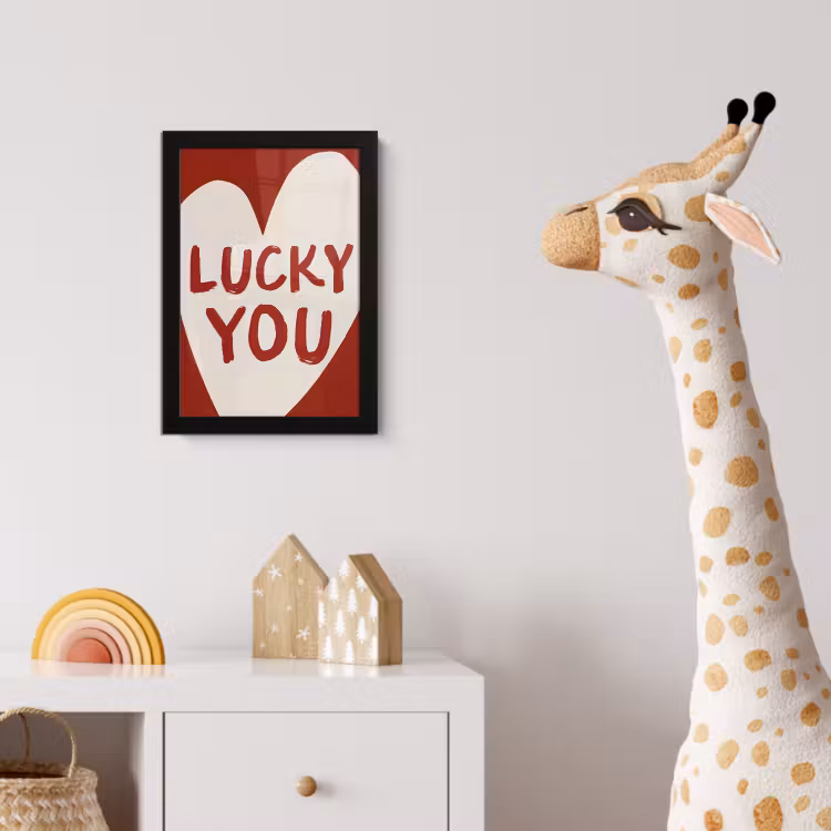 Poster met lijst - Lucky - Hart - Rood — 5