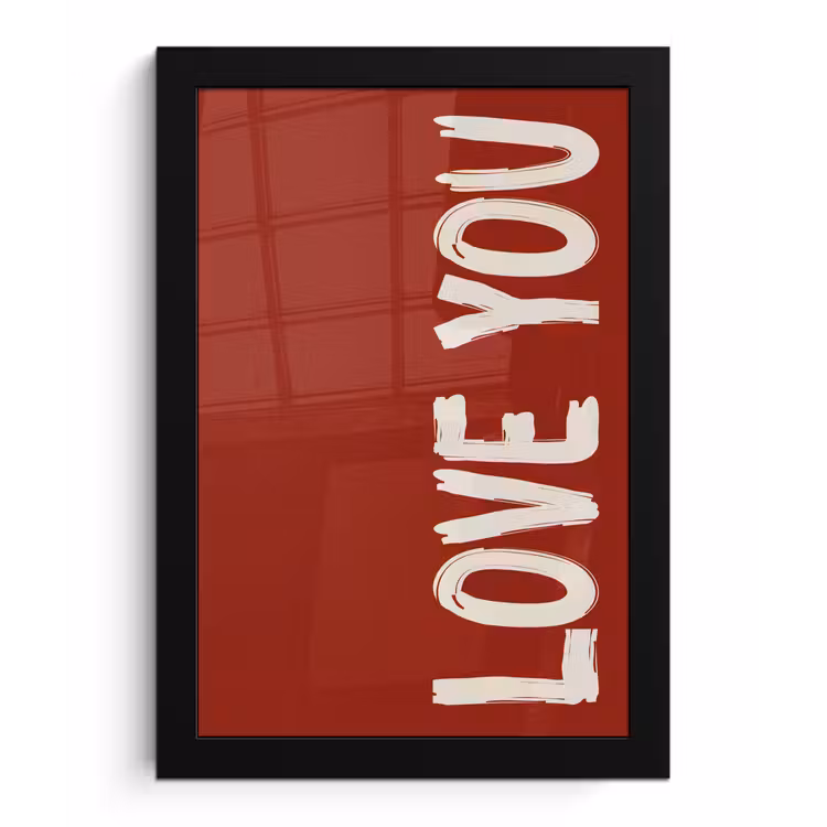 Poster met lijst - Schuin - Loveyou - Rood — 1