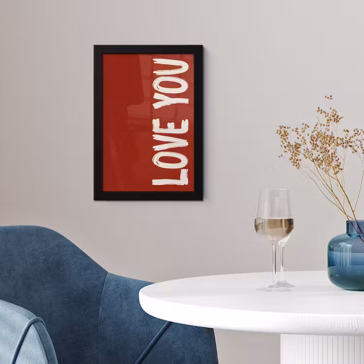 Poster met lijst - Schuin - Loveyou - Rood — 2