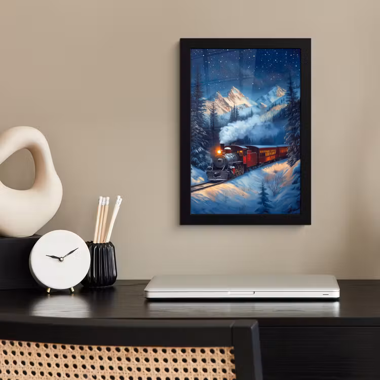 Poster met lijst - Trein - Kerst - Sneeuw - Kersttrein — 3