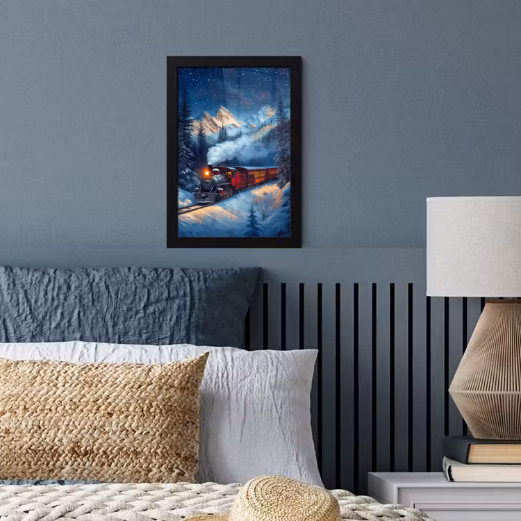 Poster met lijst - Trein - Kerst - Sneeuw - Kersttrein — 4
