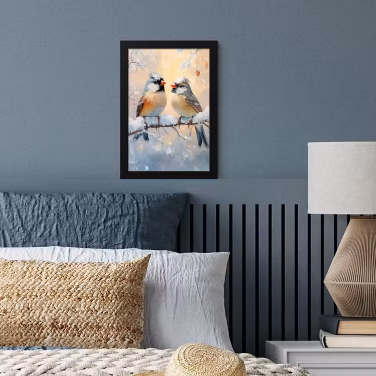Poster met lijst - Vogels - Tak - Winter - Sneeuw — 4