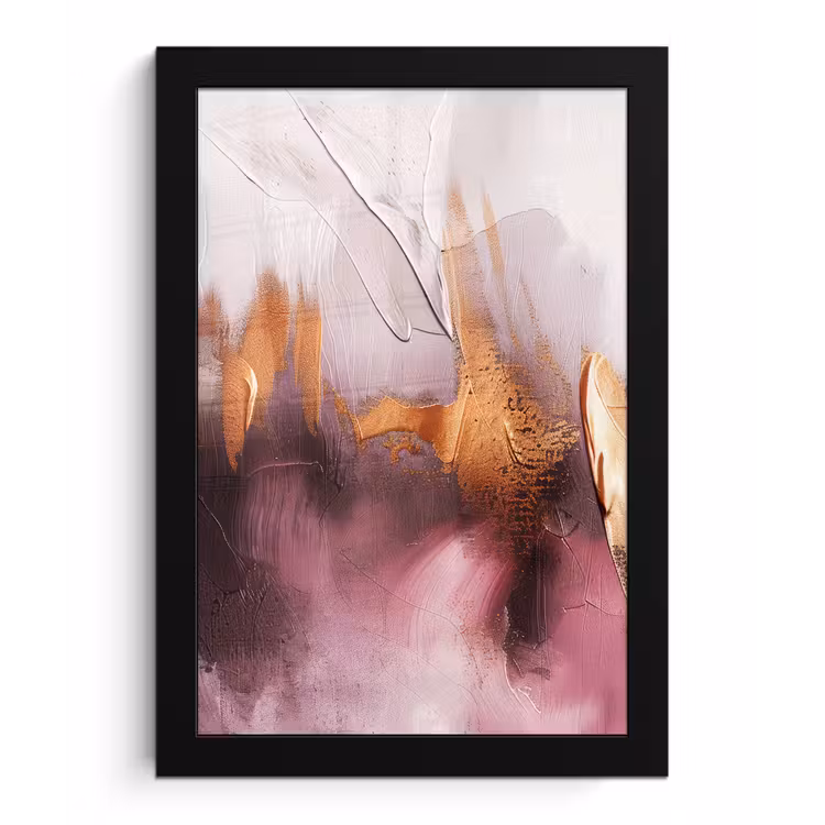 Poster met lijst - Watercolor - Goud - Roze - Abstract - Kunst — 1