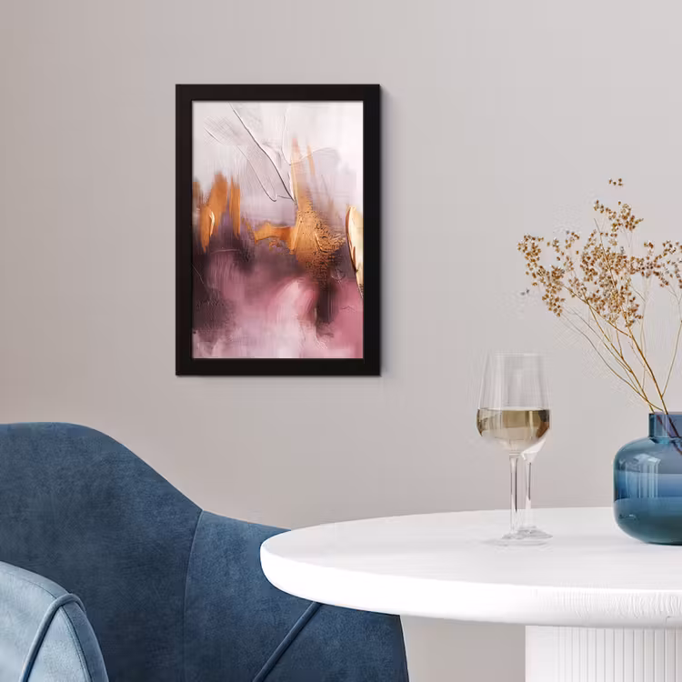 Poster met lijst - Watercolor - Goud - Roze - Abstract - Kunst — 2