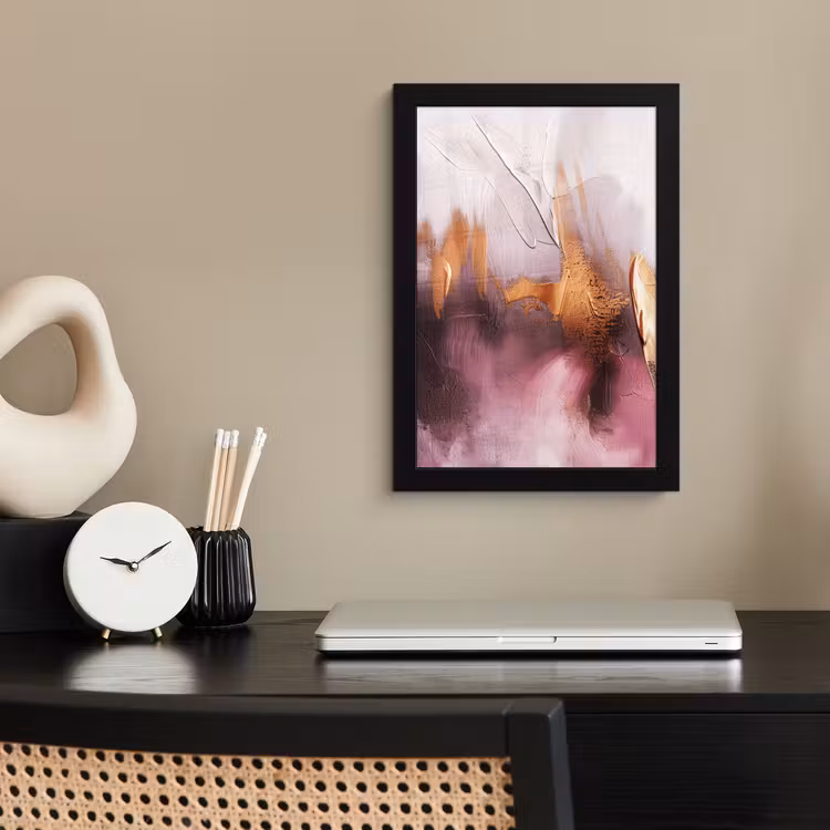 Poster met lijst - Watercolor - Goud - Roze - Abstract - Kunst — 3