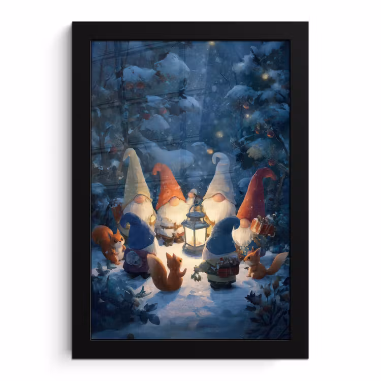Poster met lijst - Winter - Gnooms - Eekhoorns - Meerkleurig — 1