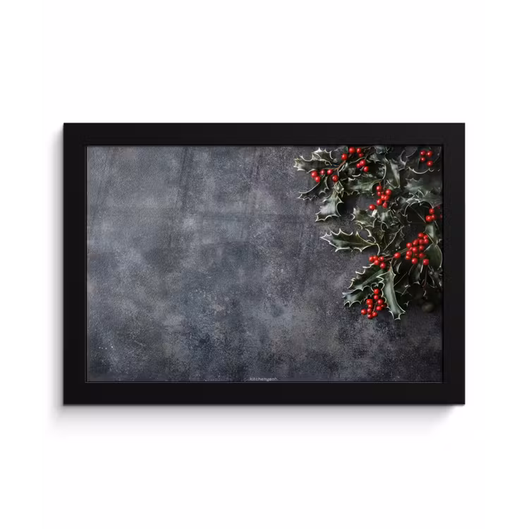 Poster met lijst - Winter - Hulst - Kerst - Beton — 1