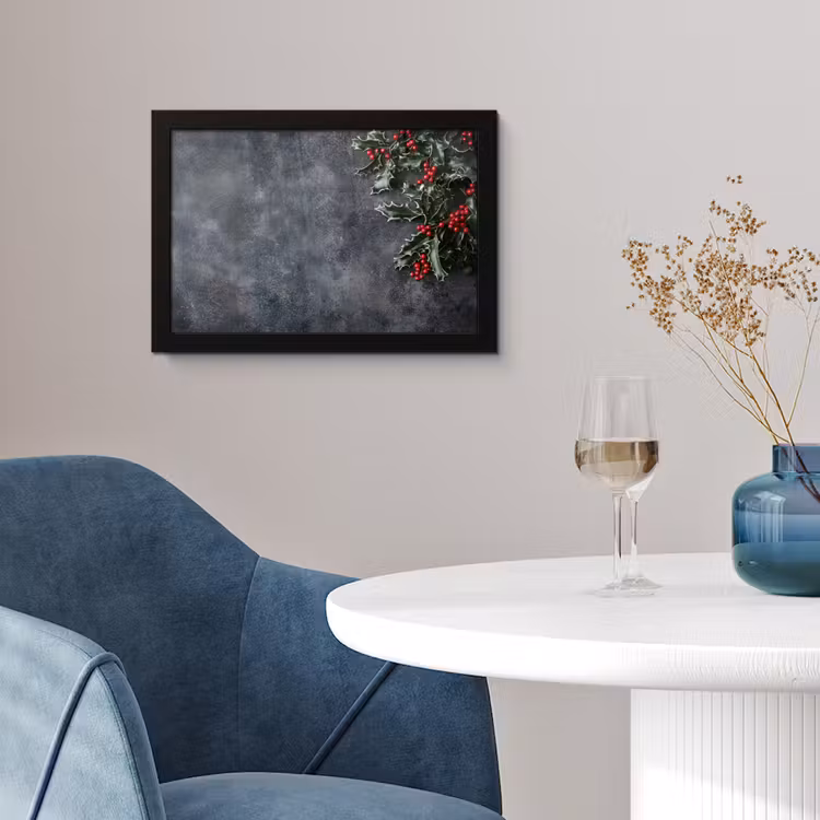 Poster met lijst - Winter - Hulst - Kerst - Beton — 2