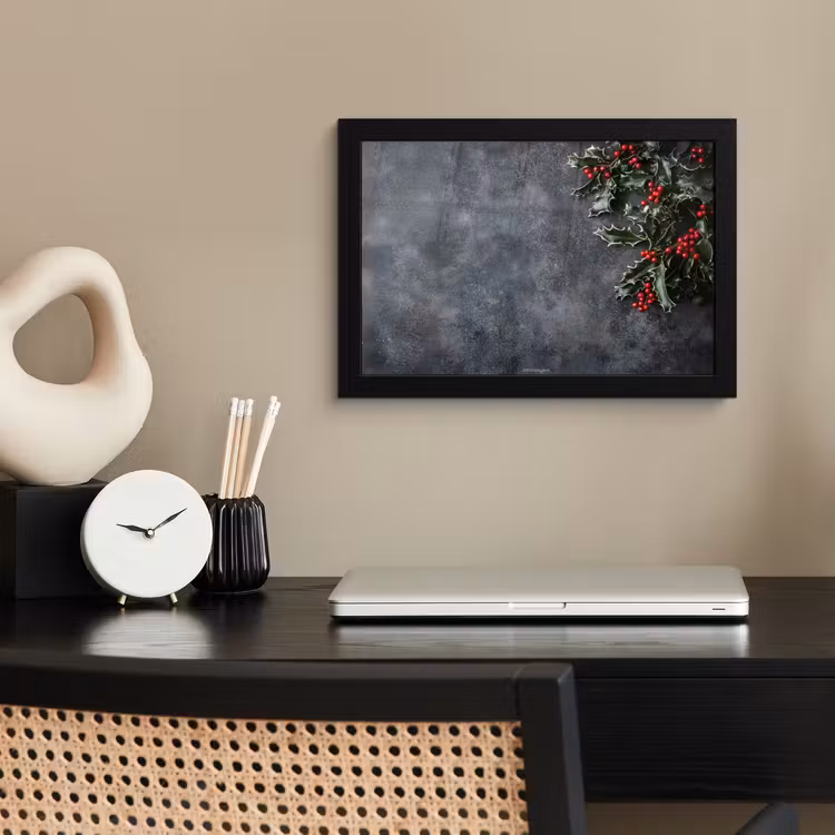 Poster met lijst - Winter - Hulst - Kerst - Beton — 3