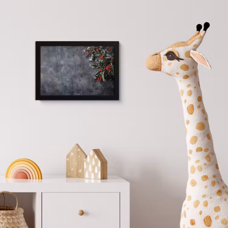 Poster met lijst - Winter - Hulst - Kerst - Beton — 5