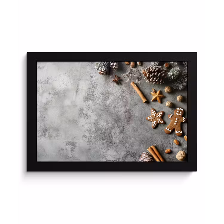 Poster met lijst - Winter - Kerst - Beton - Dennenappels — 1