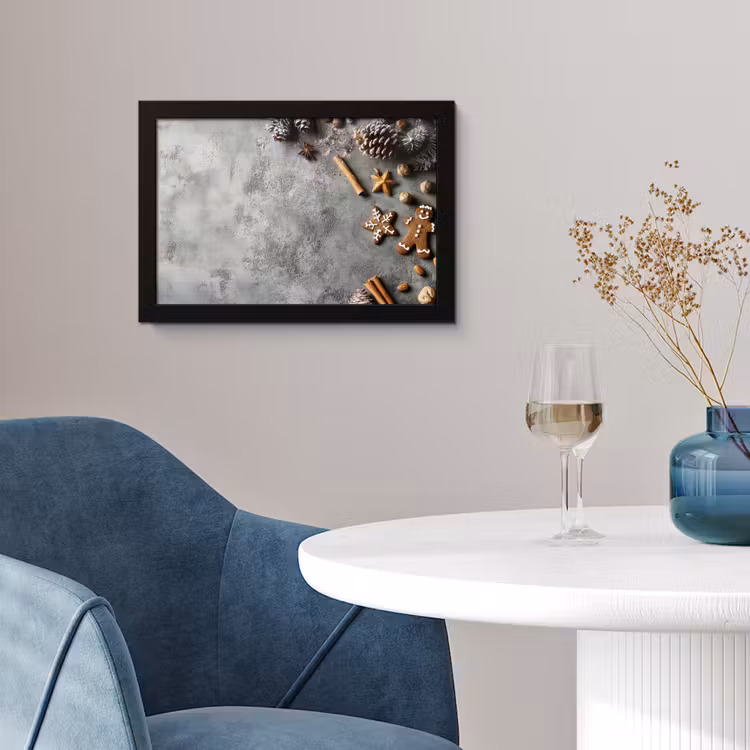Poster met lijst - Winter - Kerst - Beton - Dennenappels — 2