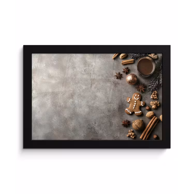 Poster met lijst - Winter - Kerst - Beton - Gingerbread man — 1