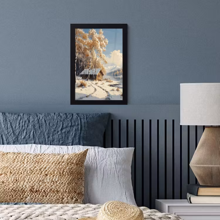 Poster met lijst - Winter - Sneeuw - Huis - Natuur — 4