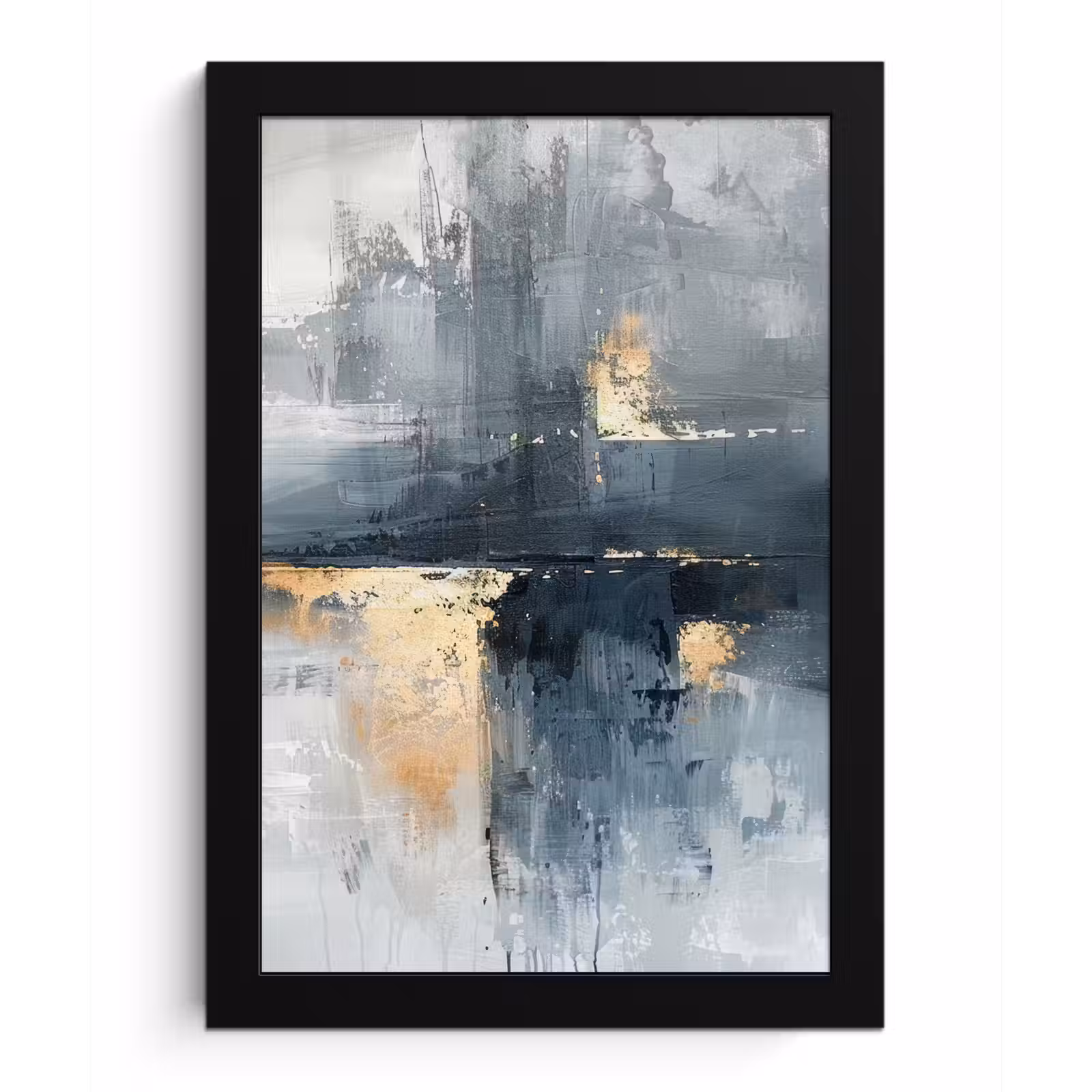 Poster met lijst - Kunst - Grijs - Goud - Abstract — 1