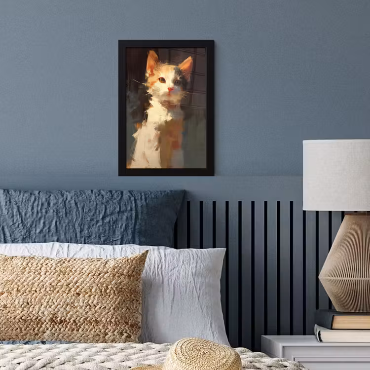 Poster met lijst - Kat - Geschilderd - Artistiek - Wit — 4
