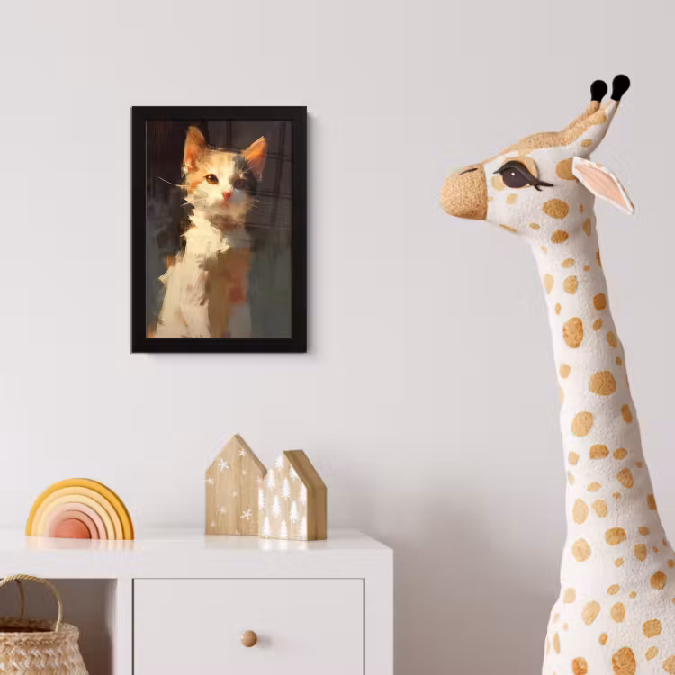 Poster met lijst - Kat - Geschilderd - Artistiek - Wit — 5