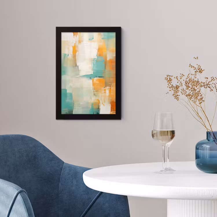 Poster met lijst - Kunst - Abstract - Blauw - Wit — 2