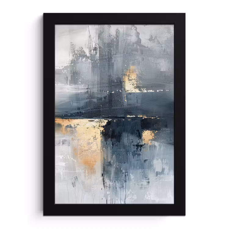 Poster met lijst - Kunst - Grijs - Goud - Abstract — 1