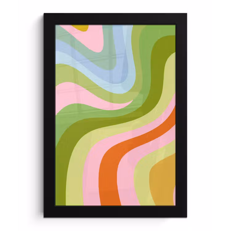 Poster met lijst - Lijnen - Pasteltinten - Golvend — 1