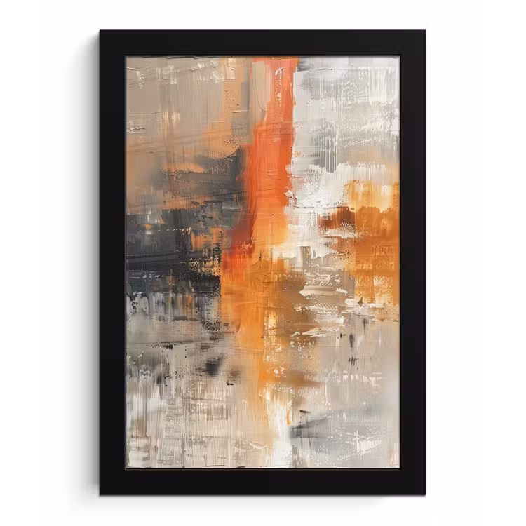 Poster met lijst - Moderne kunst - Abstract - Goud - Grijs — 1