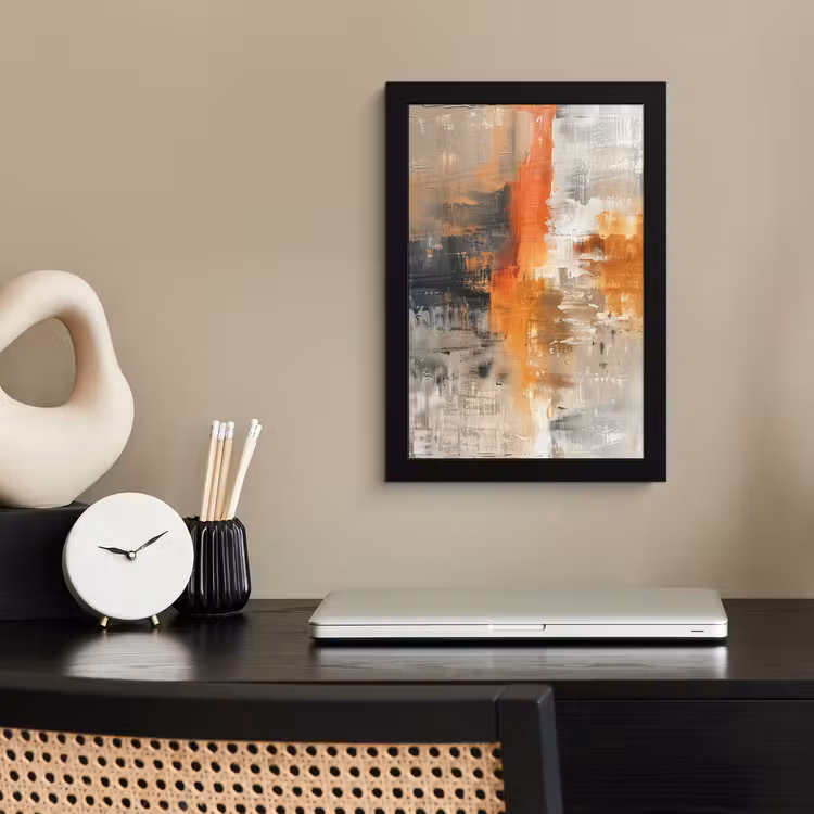 Poster met lijst - Moderne kunst - Abstract - Goud - Grijs — 3