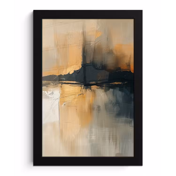 Poster met lijst - Moderne kunst - Abstract - Zwart — 1