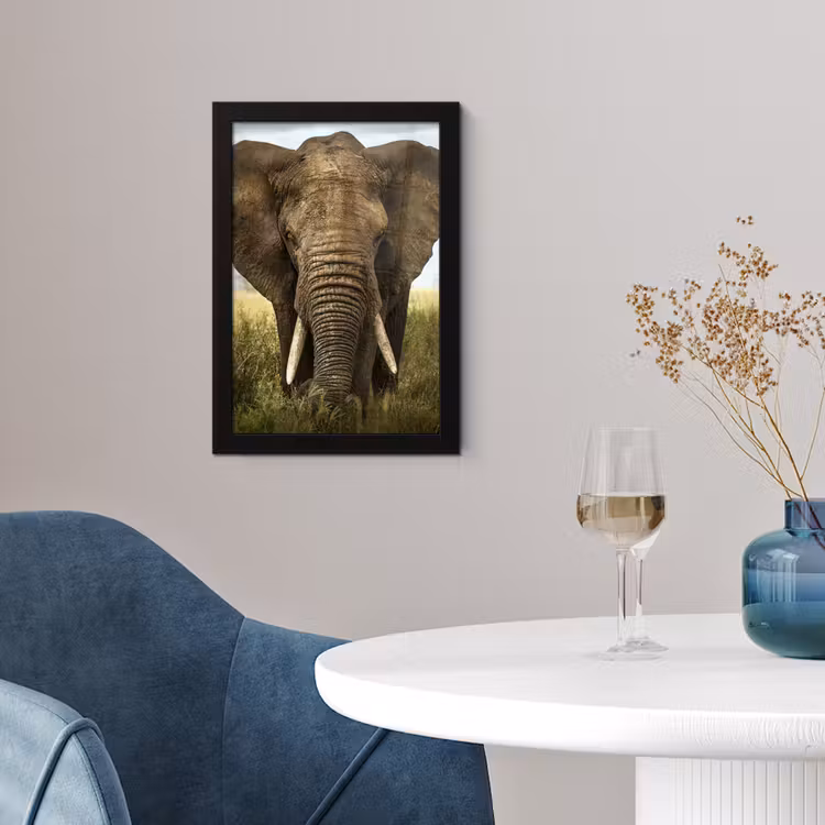Poster met lijst - Olifant - Natuur - Gras - Dieren - Landschap — 2